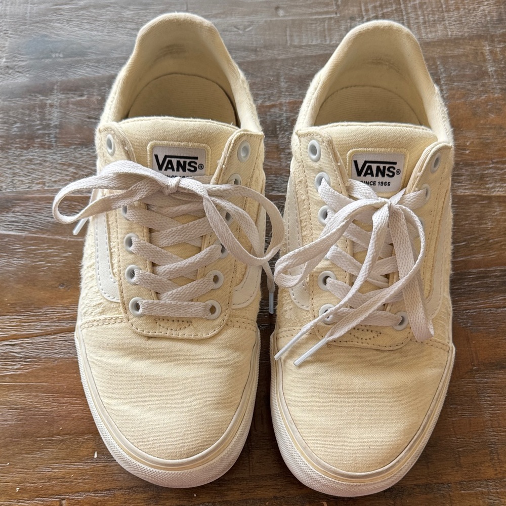 Vans Cream Canvas Low Top Sneakers
